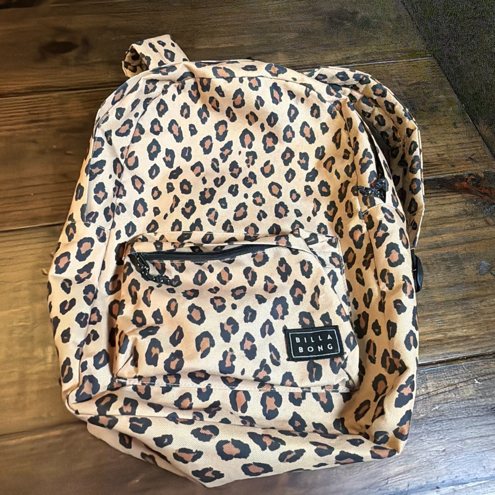 Billabong Schools Out Backpack Tan Leopard Animal Print Womens School Travel Bag